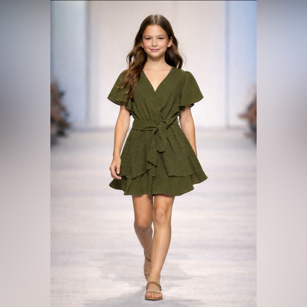 Elegant Olive Green Mini Dress